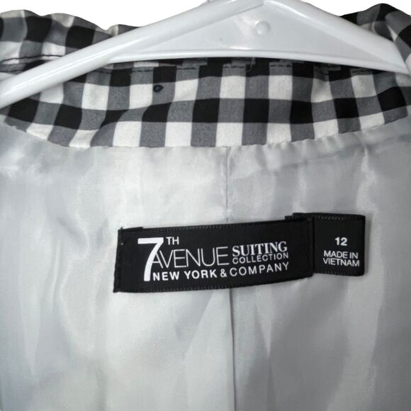 New York & Company Blazer Jacket Women Sz 12 7th Avenue Suiting Gingham Check - Picture 2 of 14